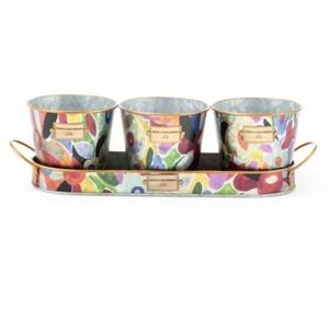 Mackenzie Childs Avant Garden Herb Pots and Tray NEW